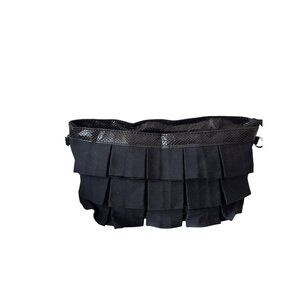 Femme Couture Black Ruffled Layer Clutch Bag Zipper Closure Quirky Going Out